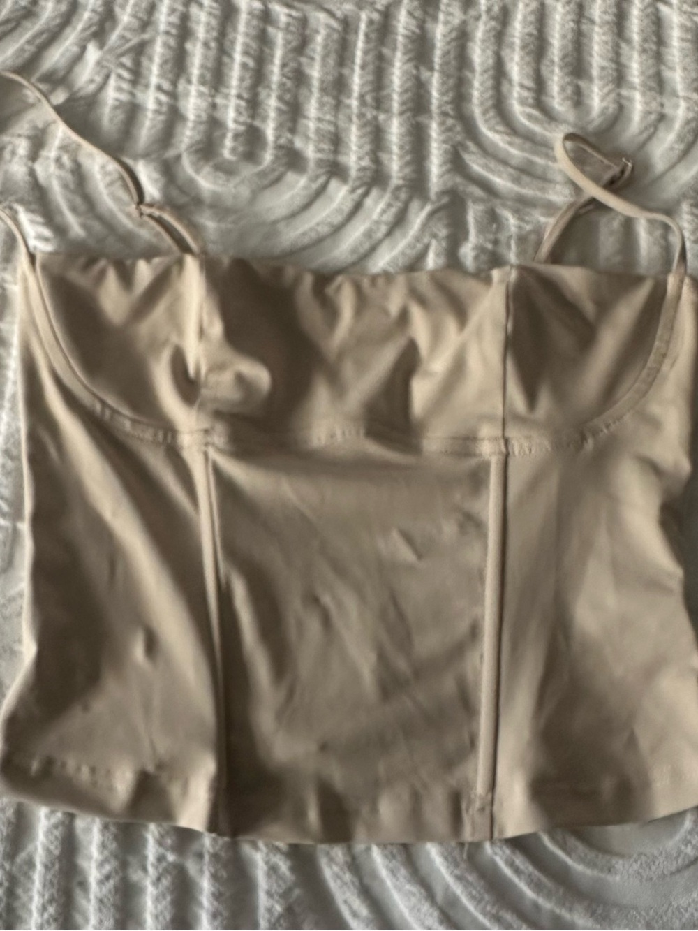 Edikted Beige Satin-Look Cami Tank Top